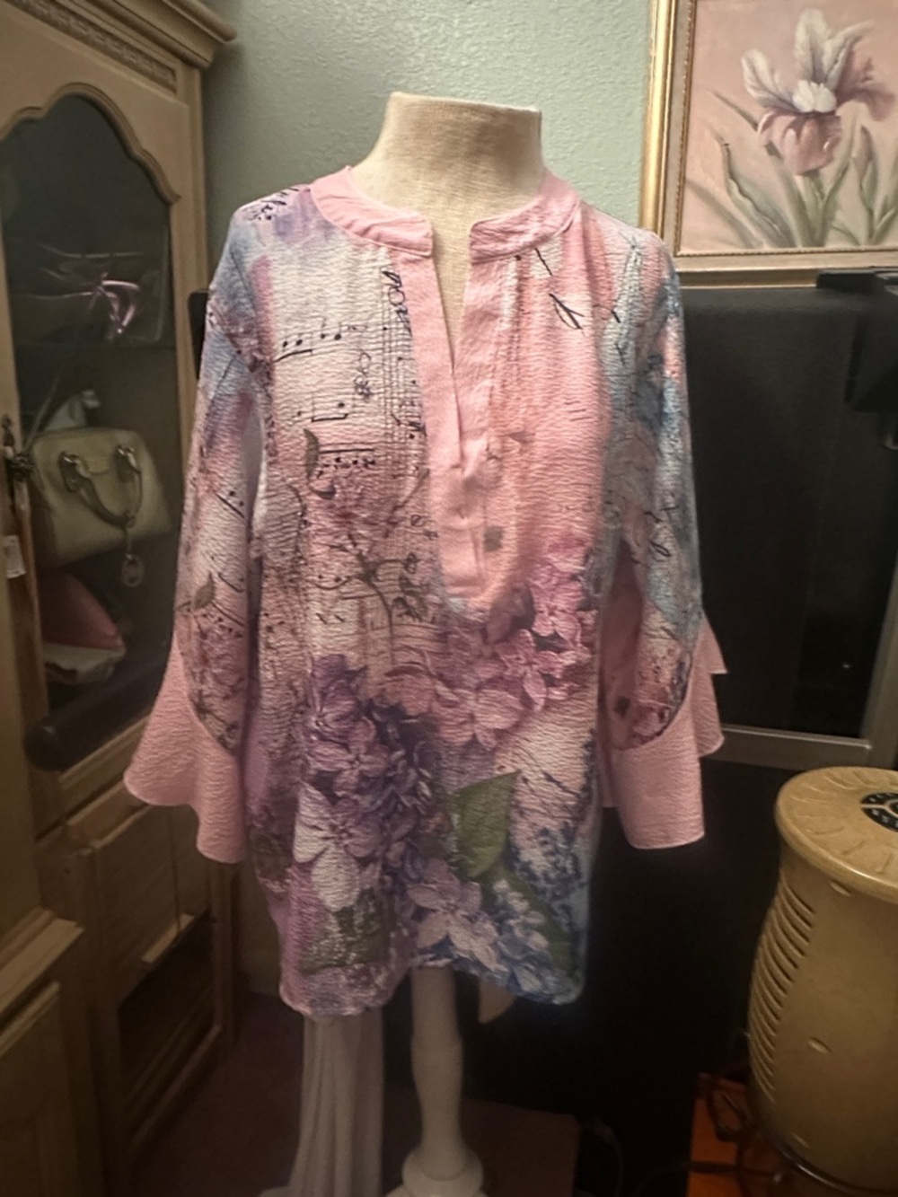 Pastel Pink & Lavender Floral Tunic Top